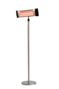 westinghouse infrared electric outdoor heater, pole mounted patio heater, tip-over protection, durable carbon filament element, adjustable pole, waterproof and dust resistant