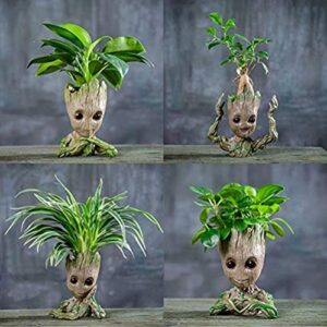 Baby Groot Flowerpot Tree Man Planter Flower Pot with Drainage Hole Pencil Pen Holder,Diligencer Office Party Ornament Christmas Birthday Gift Planter 6