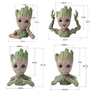 Baby Groot Flowerpot Tree Man Planter Flower Pot with Drainage Hole Pencil Pen Holder,Diligencer Office Party Ornament Christmas Birthday Gift Planter 6