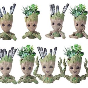 Baby Groot Flowerpot Tree Man Planter Flower Pot with Drainage Hole Pencil Pen Holder,Diligencer Office Party Ornament Christmas Birthday Gift Planter 6