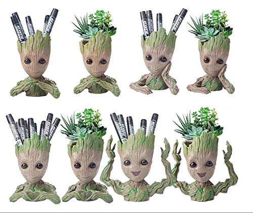 Baby Groot Flowerpot Tree Man Planter Flower Pot with Drainage Hole Pencil Pen Holder,Diligencer Office Party Ornament Christmas Birthday Gift Planter 6