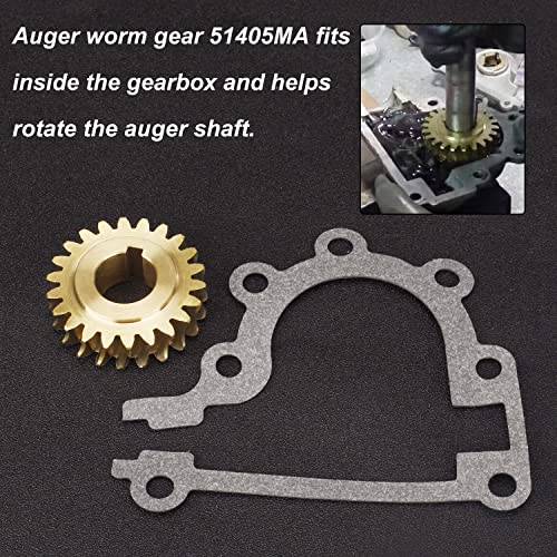 Karbay 51405MA Worm Gear with Gasket for Murray & Craftsman 2 Duel Stage Snowblowers 536886161 536886120, replaces 204167 (22 Teeth -Brass)