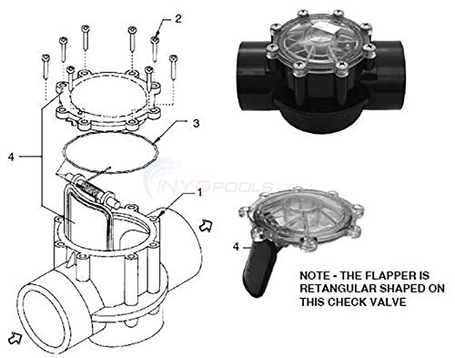 ATIE Pool 7056 Check Valve Cover with Flapper Assembly For Zodiac Jandy Check Valve 7235, 7236, 7305, 7511, 7512 (Includes P/N: 7451 Flapper, 7302 Spring, 7304 Pin, 7236 Cover, and 1132 O-Ring)