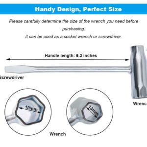 ZLKSKER Replace Combination Screwdriver and Wrench, T-Wrench 13mm x 19mm (13-by-19), Chainsaw Scrench Adjustment Tool, Socket Wrench for Spark Plug