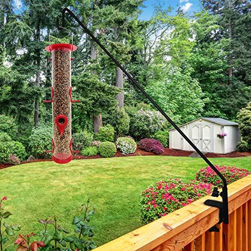 ERYTLLY Heavy Duty Deck Hook, Extensible and Adjustable Deck Hook with 2" Non Slip Horizontal Clamp for Hanging Bird Feeder, Plants, Suet Baskets,Wind Chimes,Lanterns and More