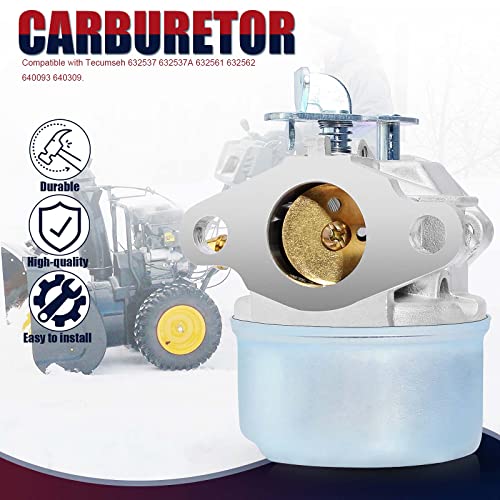 QAZAKY Carburetor Compatible with Tecumseh 632537 632537A 632561 632562 640093 640309 TC-640093 TC-640309 HSK845 HSK850 TH139SA TH139SP 8204E 8221E 8221F 8222E 8327D 8344F 8702D MFG 5278 1446 1540