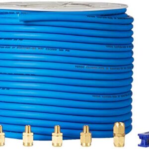 YOTOO Hybrid Air Hose 3/8-Inch by 250-Feet 300 PSI Heavy Duty, Lightweight, Kink Resistant, All-Weather Flexibility with 5pcs Solid Brass Repair Fittings, Blue