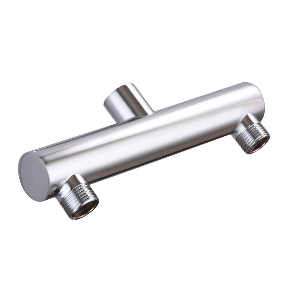 AZOS Chrome Double Outlet Shower Manifold, Suitable for Dual Sprayer Showering System, Can Connect Two Showerheads - Double Enjoyment