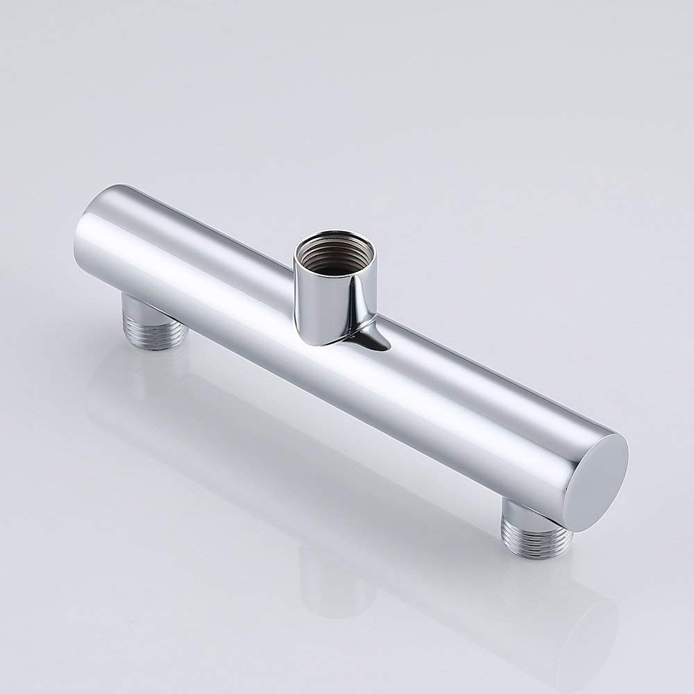 AZOS Chrome Double Outlet Shower Manifold, Suitable for Dual Sprayer Showering System, Can Connect Two Showerheads - Double Enjoyment