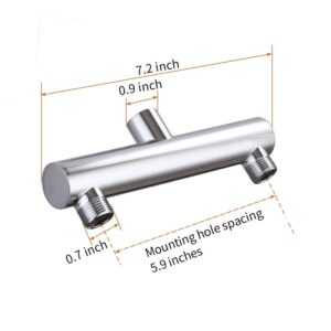 AZOS Chrome Double Outlet Shower Manifold, Suitable for Dual Sprayer Showering System, Can Connect Two Showerheads - Double Enjoyment