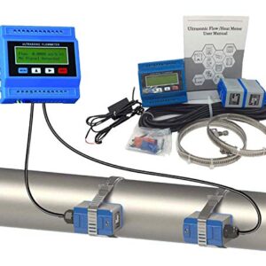 VTSYIQI TUF-2000M-TS-2 Ultrasonic Flow Meter with Power Adapter DN15-100mm 0.59-3.93in Clamp On Transducers Flowmeter