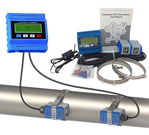 VTSYIQI TUF-2000M-TS-2 Ultrasonic Flow Meter with Power Adapter DN15-100mm 0.59-3.93in Clamp On Transducers Flowmeter