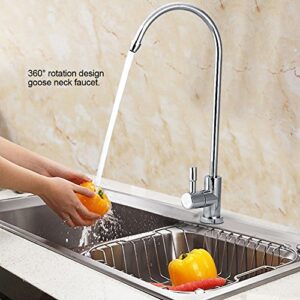 1/4'' Kitchen Faucet, Kitchen Sink Faucet 360 ° Stainless Steel Rotatable Drinking Water Faucet Tap Chrome Reverse Osmosis RO Drinking Faucet