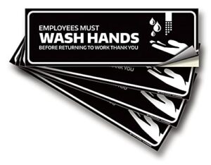 isyfix employees must wash hands stickers – 2 pack 9x3 inch – premium self-adhesive vinyl laminated for ultimate uv, weather, scratch, water & fade resistance, wash hands before returning to work sign