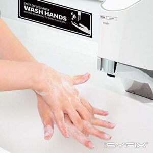 iSYFIX Employees Must Wash Hands Stickers – 2 Pack 9x3 Inch – Premium Self-Adhesive Vinyl Laminated for Ultimate UV, Weather, Scratch, Water & Fade Resistance, Wash Hands Before Returning to Work Sign