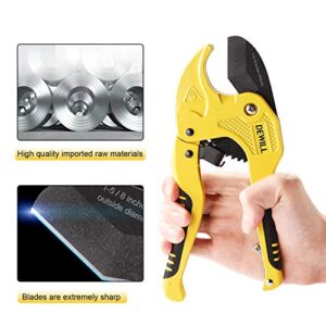 DEWILL Ratchet-type Pipe and PVC Cutter, One-hand Fast Pipe Cutting Tool, for Cutting1-5/8 inch PVC PPR Plastic Hoses and Pipe, Suitable for Home Working and Plumber