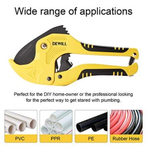 DEWILL Ratchet-type Pipe and PVC Cutter, One-hand Fast Pipe Cutting Tool, for Cutting1-5/8 inch PVC PPR Plastic Hoses and Pipe, Suitable for Home Working and Plumber