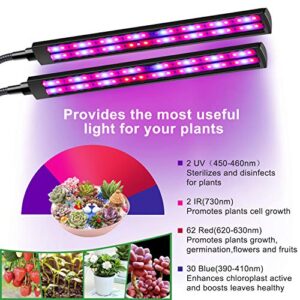 Flysight Grow Lights for Indoor Plants-Plant Lights for Indoor Plants Indoor Plant Grow Light Clip On, 50W 96 LED UV Plant Light Desk Grow Light Lamps with Timer for House Plants,Succulents,Bonsai