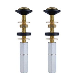 hibbent 2 pack toilet tank to bowl bolt kits, heavy duty bolts toilet bolts for tank solid brass with extra long nuts easy to install and double gaskets for fastening