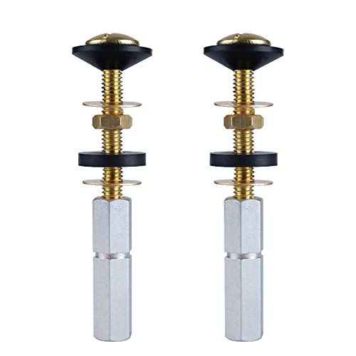 Hibbent 2 Pack Toilet Tank to Bowl Bolt Kits, Heavy Duty Bolts Toilet Bolts for Tank Solid Brass with Extra Long Nuts Easy to Install and Double Gaskets for Fastening