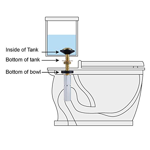 Hibbent 2 Pack Toilet Tank to Bowl Bolt Kits, Heavy Duty Bolts Toilet Bolts for Tank Solid Brass with Extra Long Nuts Easy to Install and Double Gaskets for Fastening