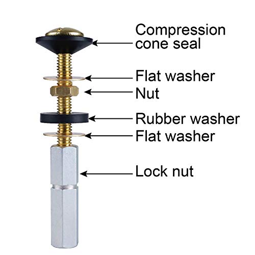 Hibbent 2 Pack Toilet Tank to Bowl Bolt Kits, Heavy Duty Bolts Toilet Bolts for Tank Solid Brass with Extra Long Nuts Easy to Install and Double Gaskets for Fastening