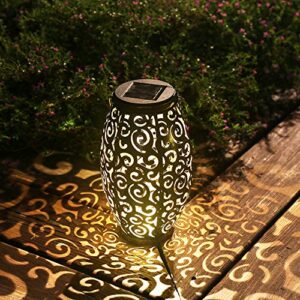 esgarden solar light outdoor hanging solar lantern gardening gifts garden outdoor handle retro metal waterproof patio yard pathway decorative mother's day 1 pc bronze