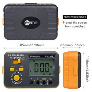 VC4105A Earth Resistance Tester Digital Grounding Resistance Meter 20/200/2000Ω Ground Resistance 750V AC Voltage Measure Backlight LCD Display Data Hold