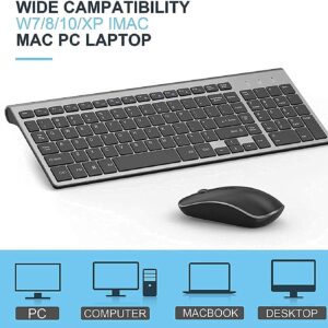 Wireless Keyboard and Mouse,J JOYACCESS 2.4G Ergonomic and Slim Wireless Computer Keyboard Mouse Designed for Windows, PC, Laptop,Tablet - Black Grey