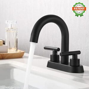 KES 4 Inch Matte Black Bathroom Faucet, 2 Handle Centerset Bathroom Sink Faucet cUPC Vanity Faucet Modern, Sink Drain Not Included, L4117LF-BK