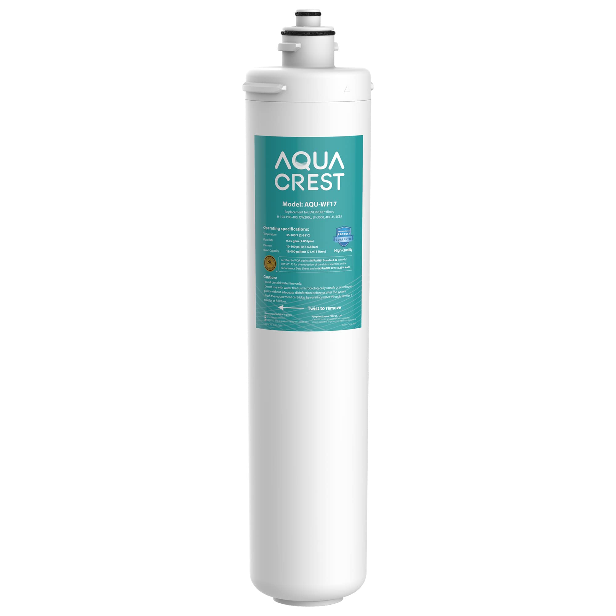 AQUA CREST H-104 19000 Gallons, Replacement Cartridge for Everpure H-104, EV961211, EF-3000, PBS-400, OW200L, 6TO-BW, MR-100, MR-225, EV9262-71, EF9857-00, 0.5 Micron