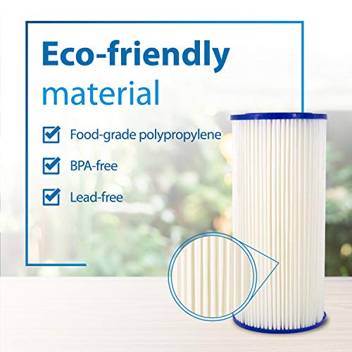 Filterlogic FXHSC 10" x 4.5" Whole House Pleated Sediment Filter, Replacement for GE FXHSC, Culligan R50-BBSA, Pentek R50-BB, DuPont WFHDC3001, American Plumber W50PEHD, GXWH40L, Pack of 2