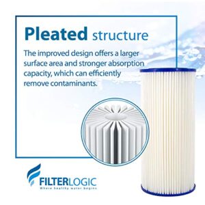 Filterlogic FXHSC 10" x 4.5" Whole House Pleated Sediment Filter, Replacement for GE FXHSC, Culligan R50-BBSA, Pentek R50-BB, DuPont WFHDC3001, American Plumber W50PEHD, GXWH40L, Pack of 2