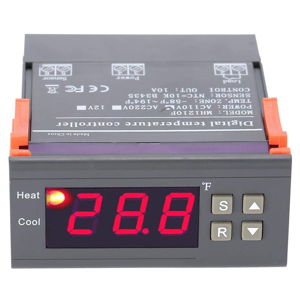 Digital Temperature Controller, Thermostat Fahrenheit Sensor MH1210F Digital Temperature Control Controller Thermostat 58~194℉ Fahrenheit Sensor AC110V