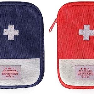 JIAKAI 2 Packs First Aid Bag,Empty First Aid Pouch,Mini Portable Medical Bag for Outdoor Camping Hiking Travel Emergency，Multifunction Emergency Medicine Storage Bag-7x5 inch