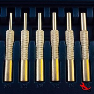 Brass Pin Punch Set with Hammer, Steel and Plastic, the Hammer is Brass/Polymer comes with a Carry Case, Gunsmithing Maintenance Punches