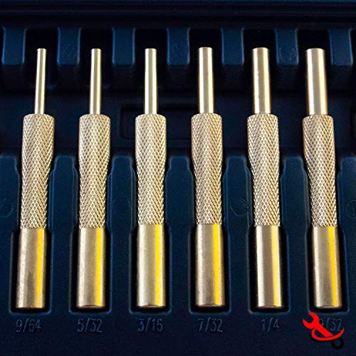 Brass Pin Punch Set with Hammer, Steel and Plastic, the Hammer is Brass/Polymer comes with a Carry Case, Gunsmithing Maintenance Punches