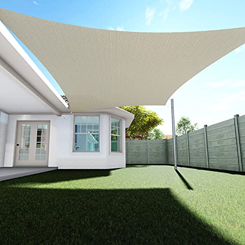 TANG Sun Shades Depot Sun Shade Sail 18' x 18' Beige Canopy Square Shade Sail U*V Block for Patio Garden School Park Outdoor Facility and Activities