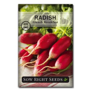 sow right seeds - french breakfast radish seed for planting - non-gmo heirloom packet with instructions to plant a home vegetable garden - fast growing variety - long and tapered with spicy flavor (1)