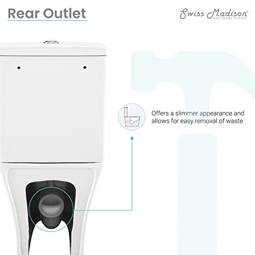 Swiss Madison SM-2T120 Calice Two Piece Elongated Rear Outlet Toilet, Dual Flush