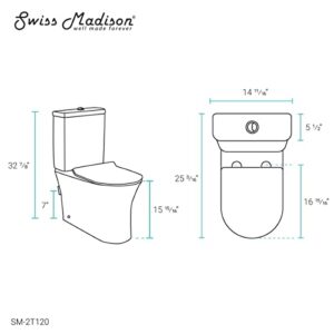 Swiss Madison SM-2T120 Calice Two Piece Elongated Rear Outlet Toilet, Dual Flush