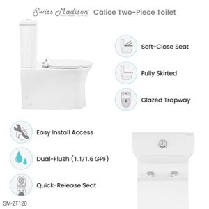 Swiss Madison SM-2T120 Calice Two Piece Elongated Rear Outlet Toilet, Dual Flush