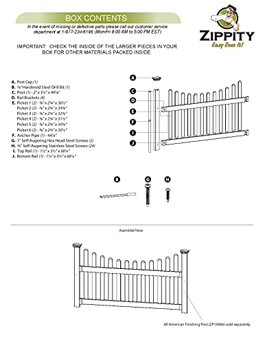 Zippity Outdoor Products ZP19041 No Dig All American Fence, White