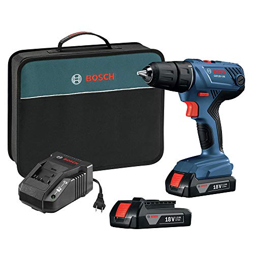 Bosch GSR18V-190B22-RT 18V Lithium-Ion Compact 1/2 in. Cordless Drill Driver Kit with (2) SlimPack 1.5 Ah Batteries (Renewed)