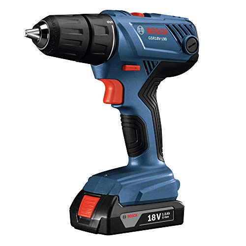 Bosch GSR18V-190B22-RT 18V Lithium-Ion Compact 1/2 in. Cordless Drill Driver Kit with (2) SlimPack 1.5 Ah Batteries (Renewed)