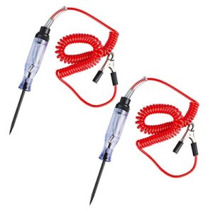 2 pack heavy duty automotive circuit tester, findtop professional circuit tester with indicator light, extended spring test leads, long probe with alligator clip for continuity car voltage