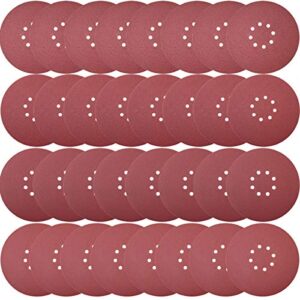 sackorange 50 pcs 9-inch 8-hole drywall sanding discs set -10 pcs each of 60 80 120 150 240 grits,9" hook-and-loop aluminum oxide sander paper for drywall sander