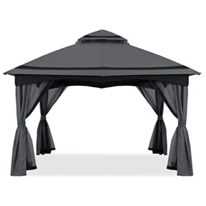 MASTERCANOPY 10x10FT Outdoor Patio Gazebo with Mosquito Netting for Backyard, Patio, Garden Dark Grey