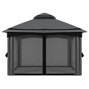 MASTERCANOPY 10x10FT Outdoor Patio Gazebo with Mosquito Netting for Backyard, Patio, Garden Dark Grey