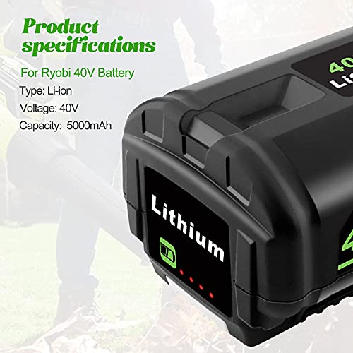ADVNOVO 40V 5.0Ah Lithium-Ion OP4050A Battery Compatible with Ryobi 40V Battery OP4015 OP4026 OP40201 OP40261 OP4030 OP40301 OP4040 OP4050 OP40501 OP40601